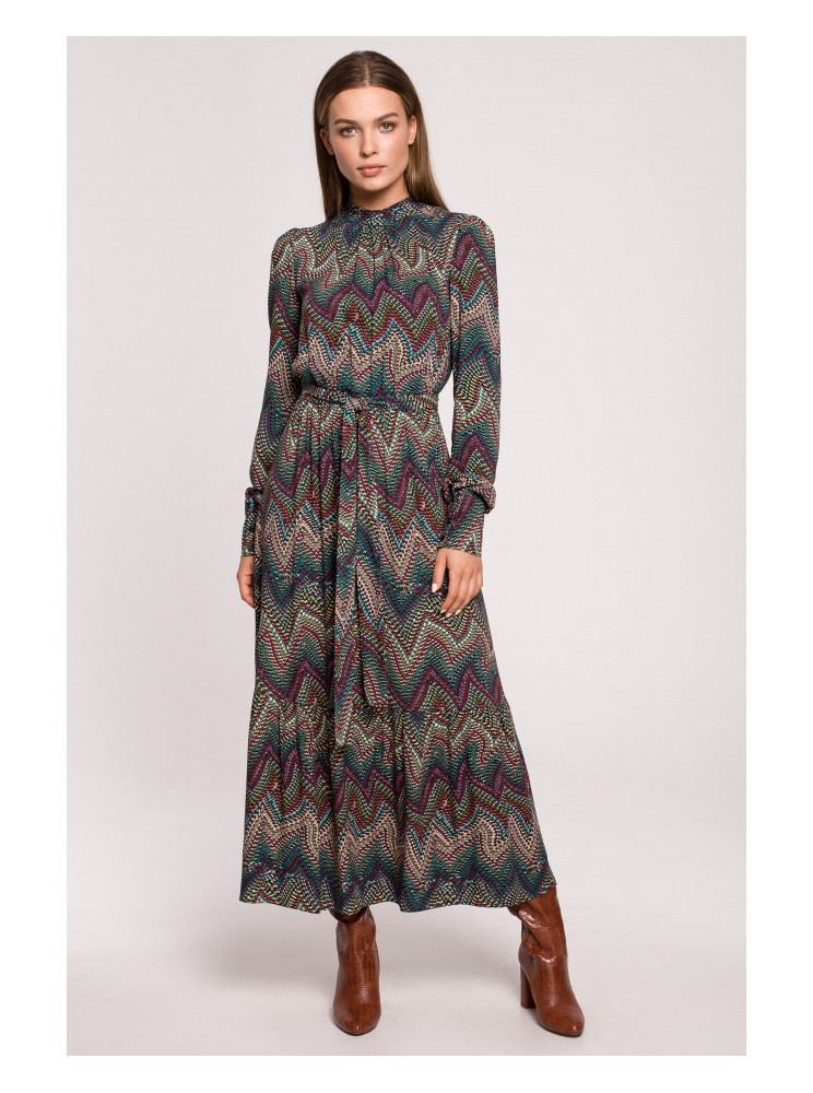 S291 Ilga suknelė su actekų raštu (2 modelis) - spalva