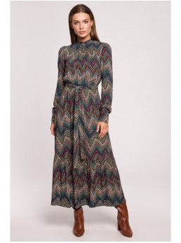 S291 Ilga suknelė aztecų raštais - 2 modelis - spalva