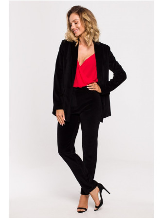 M643 Vienos sagos velvetinis švarkas - juoda