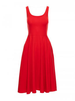 B218 Prigludusi ir platėjanti raudona suknelė be rankovių - raudona