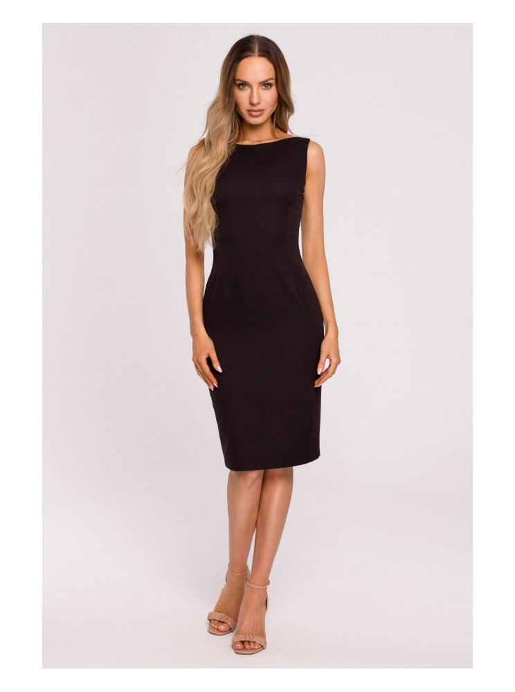 M667 "Shaeth" suknelė su dekoratyvine grandinėle nugaroje - juoda