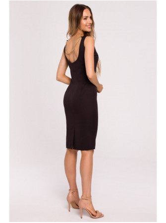 M667 "Shaeth" suknelė su dekoratyvine grandinėle nugaroje - juoda