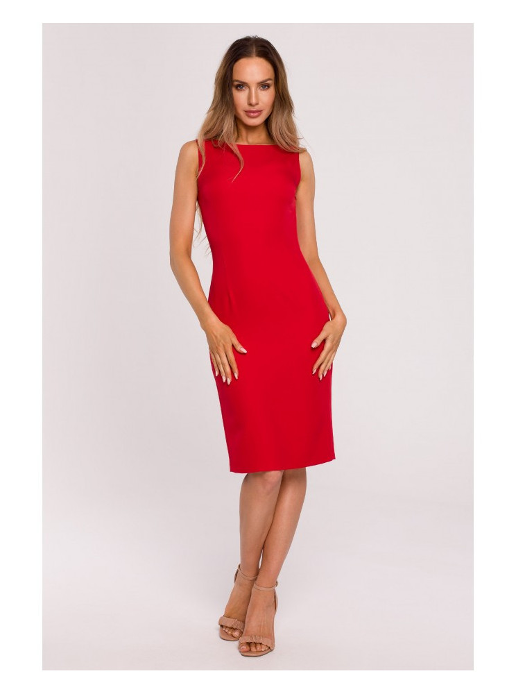 M667 "Shaeth" suknelė su dekoratyvine grandinėle nugaroje - raudona