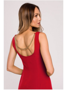 M667 "Shaeth" suknelė su dekoratyvine grandinėle nugaroje - raudona