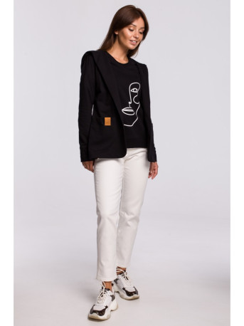 B180 Hooded blazer in cotton knit - black