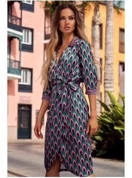 M668 Raštuota suknelė-siaučiamas modelis Nr. 1 - spalva