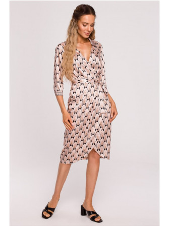 M668 Raštuota suknelė-siaučiamas modelis 3 - spalva