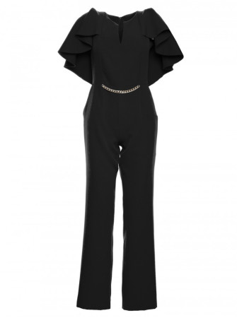 M670 Kombinezonas su apsiausto efektu - juoda