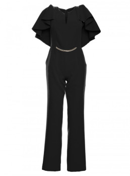 M670 Kombinezonas su apsiausto efektu - juoda