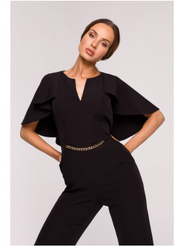 M670 Kombinezonas su apsiausto efektu - juoda