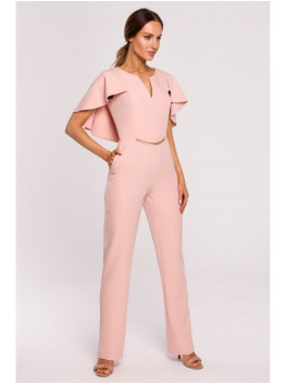 M670 Apsiaustu dekoruotas kombinezonas - pudros