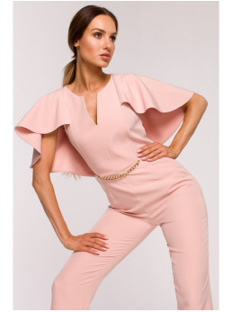 M670 Apsiaustu dekoruotas kombinezonas - pudros