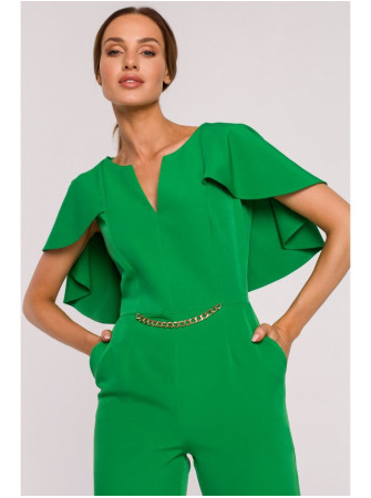 M670 Žalios spalvos kombinezonas su pelerinos efektu - žalia