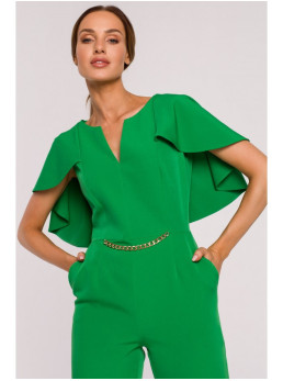 M670 Žalios spalvos kombinezonas su pelerinos efektu - žalia