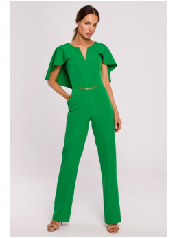 M670 Žalios spalvos kombinezonas su pelerinos efektu - žalia