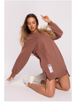 M676 Megztinis-tunika su užtrauktukais - šokolado