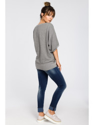 B048 Oversized blouse with a wrap detail - grey
