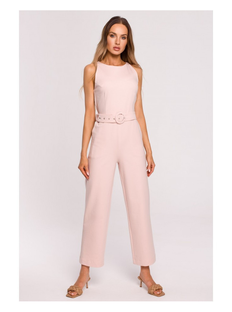M679 Besiūlis kombinezonas su diržu - candy pink