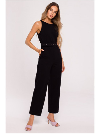 M679 Kombinezonas be rankovių su sagties diržu - juoda