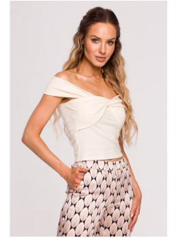 M680 Palaidinė be rankovių su mazgu - kreminė