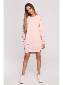 M676 Megztinis-tunika su užtrauktukais - candy pink