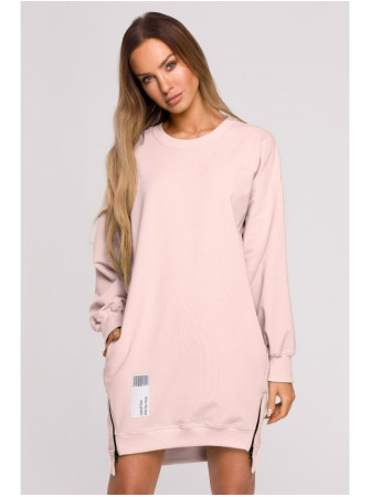 M676 Megztinis-tunika su užtrauktukais - candy pink