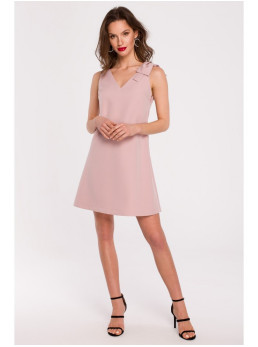 .K128 Surišama krepinė A silueto suknelė - crepe pink