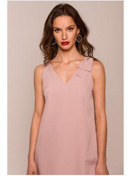 .K128 Surišama krepu suknelė - crepe pink