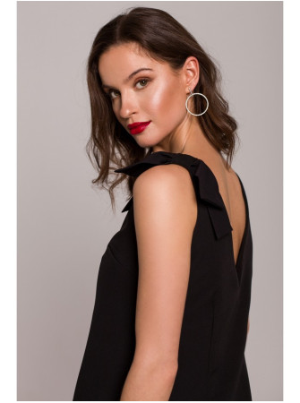 .K128 A silueto suknelė su kaspinėliu - juoda