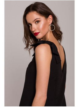 .K128 A silueto suknelė su kaspinėliu - juoda