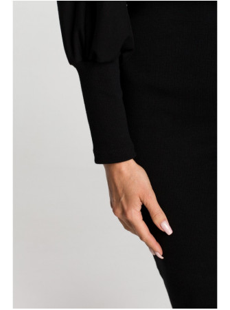 M690 Megzta suknelė su juodais akcentais - juoda