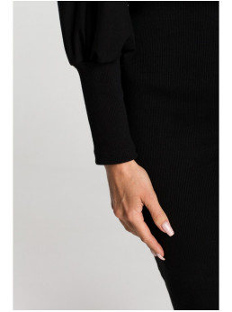 M690 Megzta suknelė su juodais akcentais - juoda