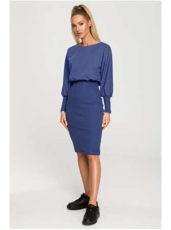 M690 Megzta suknelė su indigo detalėmis - indigo