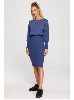 M690 Megzta suknelė derinta su indigo spalva - indigo