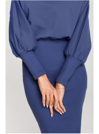 M690 Megzta suknelė su indigo detalėmis - indigo