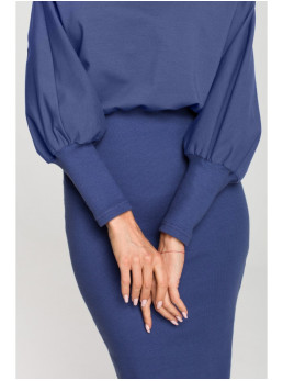 M690 Megzta suknelė su indigo detalėmis - indigo