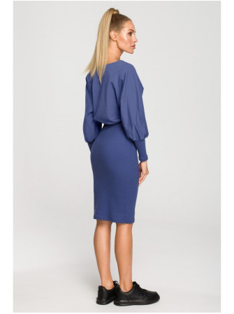 M690 Megzta suknelė derinta su indigo spalva - indigo