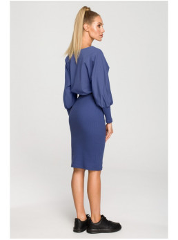 M690 Megzta suknelė su indigo detalėmis - indigo