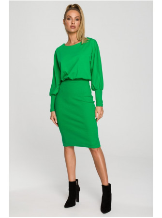 M690 Megzta suknelė su žaliu akcentu - žalia
