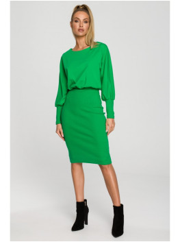M690 Megzta suknelė su žaliu akcentu - žalia