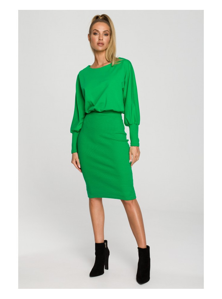 M690 Megzta suknelė su žaliu akcentu - žalia