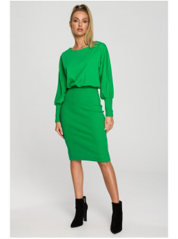 M690 Megzta suknelė su žaliu akcentu - žalia