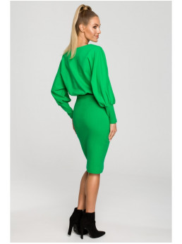 M690 Megzta suknelė su žaliu akcentu - žalia
