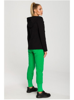 M691 Švarkas su gobtuvu ir viena saga - juoda