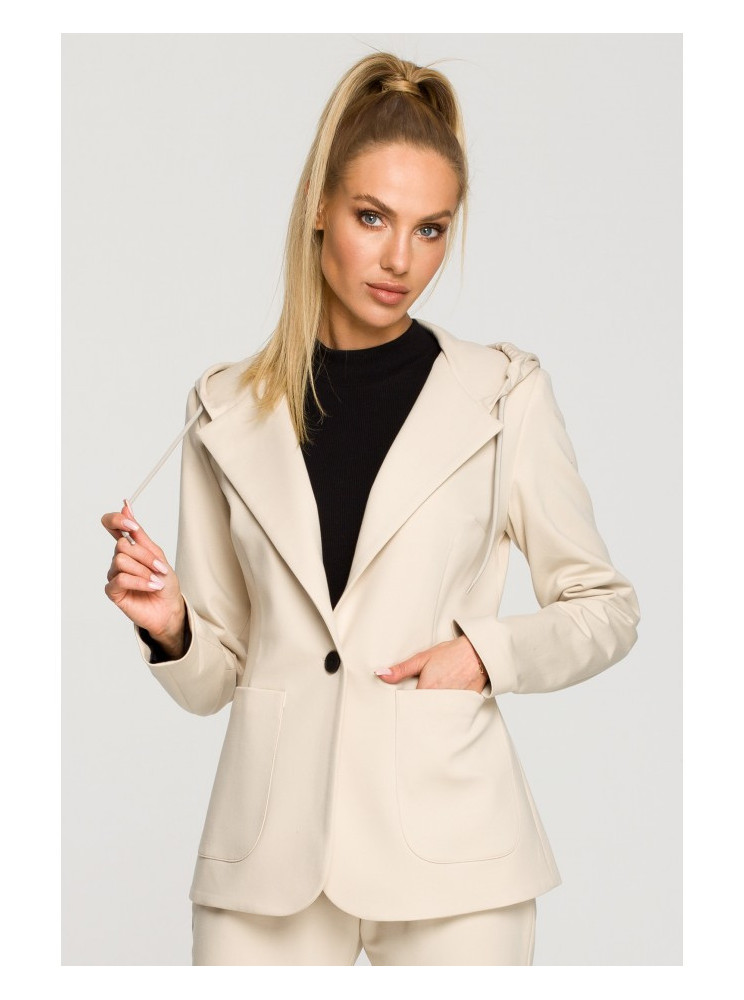 M691 Švarkas su gobtuvu ir viena saga - sandy