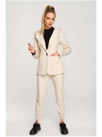 M691 Švarkas su gobtuvu ir viena saga - sandy