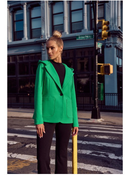 M691 Švarkas su gobtuvu ir viena saga - žalia