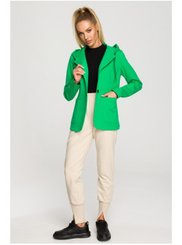 M691 Švarkas su gobtuvu ir viena saga - žalia