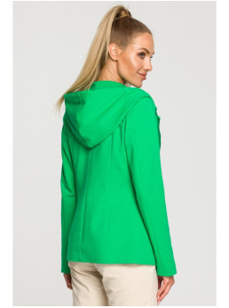 M691 Švarkas su gobtuvu ir viena saga - žalia