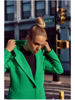 M691 Švarkas su gobtuvu ir viena saga - žalia